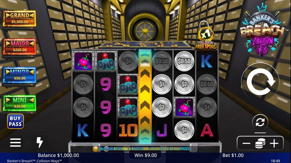 Screenshot van de nieuwe Banker's Breach slot van Light and Wonder