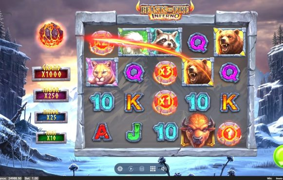 Screenshot fra den Nye Beasts of Fire Inferno Slot af Play’n GO