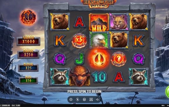 Screenshot from the New Beasts of Fire Inferno Slot by Play'n GO