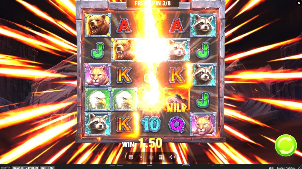 Skærmbillede af Free Spinsi Beasts of Fire Inferno