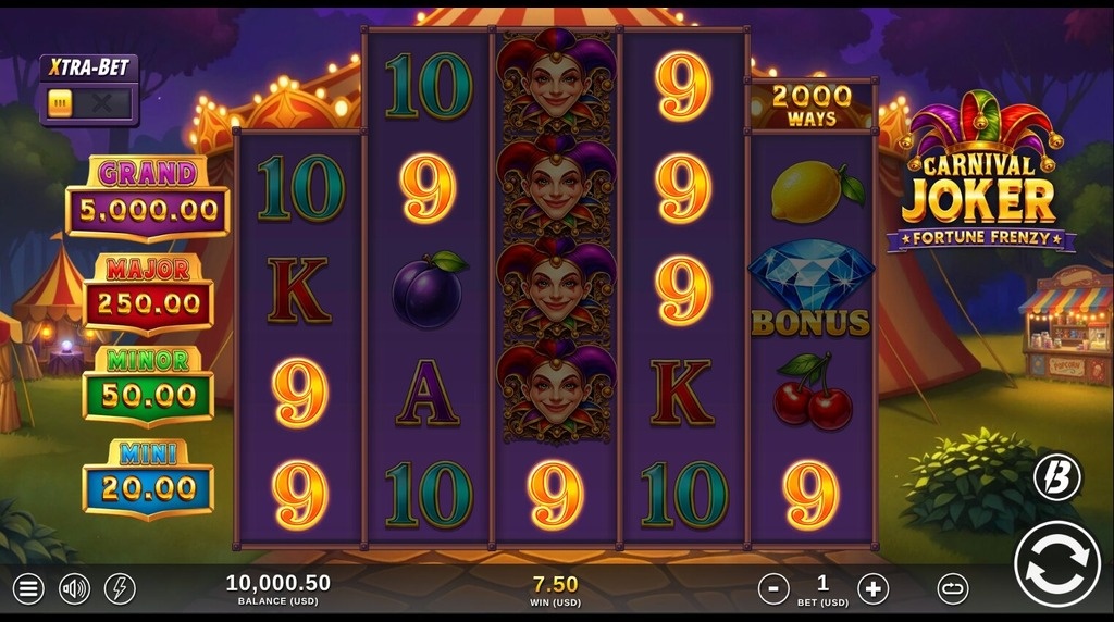 Screenshot from the New Carnival Joker Game by Slotmill