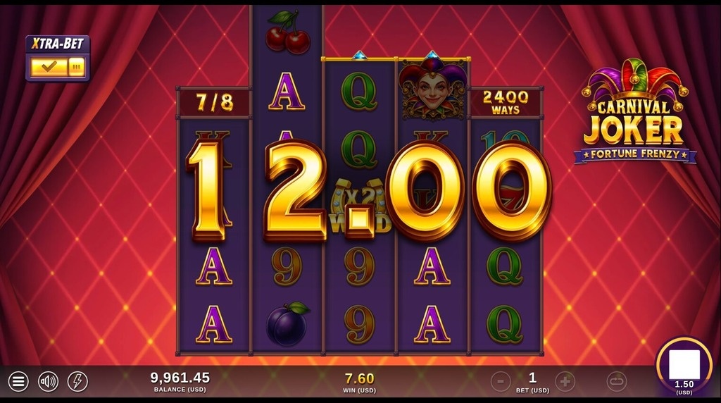 Screenshot from the Free Spins Bonus Round of Carnival Joker