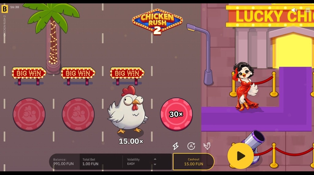 Screenshot from the New Chicken Rush 2 Game by BGaming