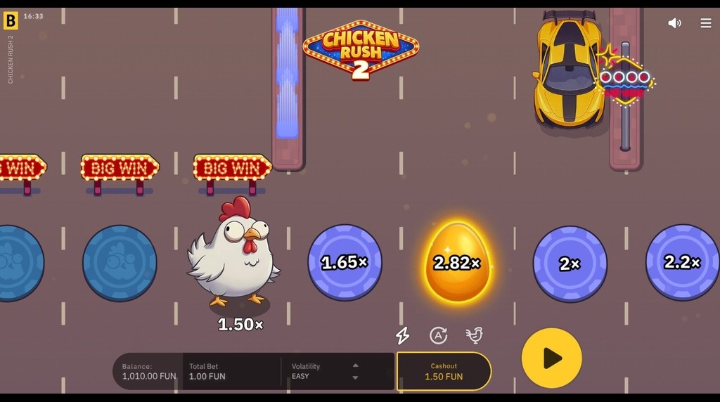 Screenshot from the Multiplier Boost Feature of Chicken Rush 2