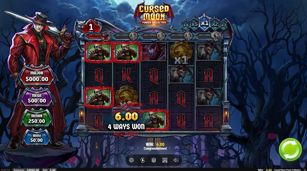 Screenshot from the New Cursed Moon Power Collection Slot by Play'n GO