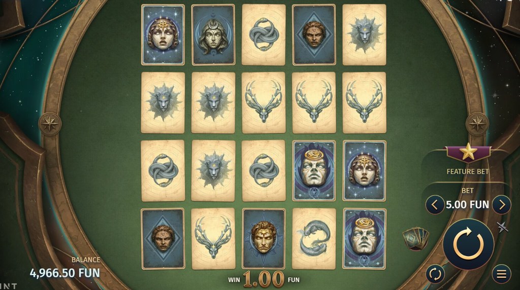 Screenshot from the New Deck of Divinity Slot by Print Studios