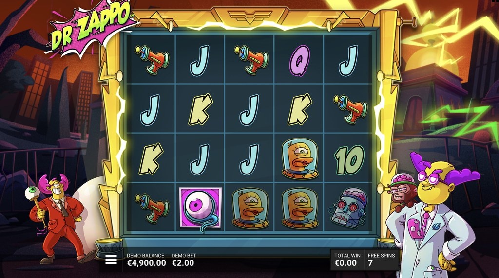 Screenshot from the free spins of Dr Zappo