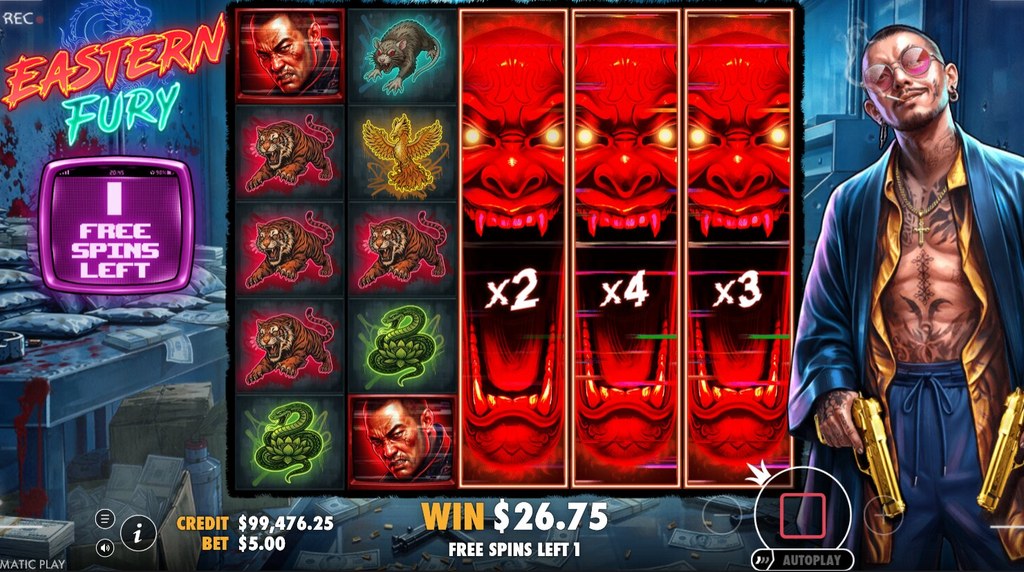 Screenshot from the Free Spins Bonus of Eastern Fury
