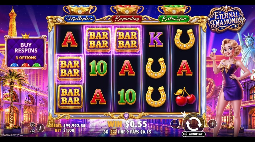 Screenshot from the New Eternal Diamonds Game by Pragmatic Play