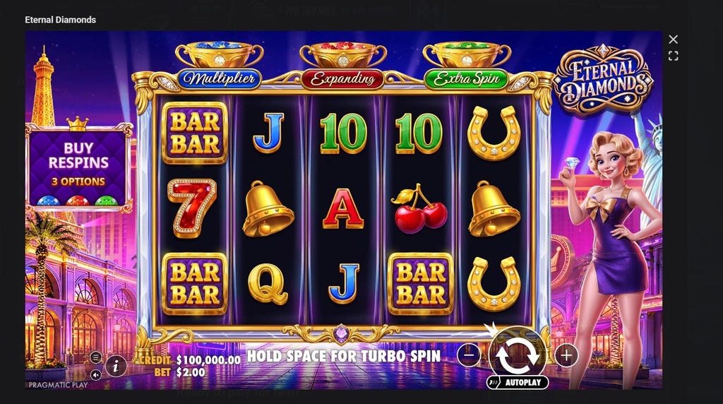 Screenshot cu noul slot Eternal Diamonds dezvoltat de Pragmatic Play