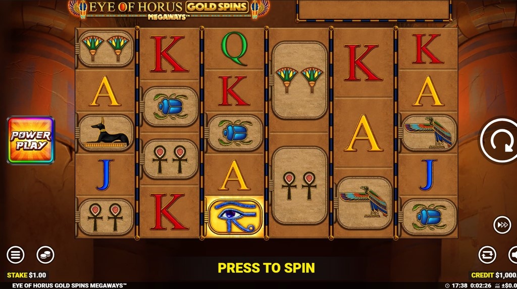 Screenshot della nuova slot Eye of Horus Gold Spins Megaways di Blueprint Gaming