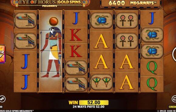 Screenshot from the New Eye of Horus Gold Spins Megaways Slot by Blueprint Gaming