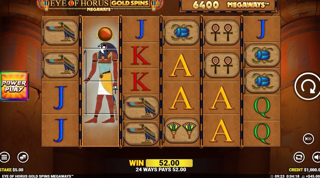 Screenshot from the New Eye of Horus Gold Spins Megaways Slot by Blueprint Gaming