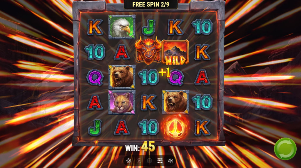 Screenshot van de Beasts of Fire Inferno Spins Bonus