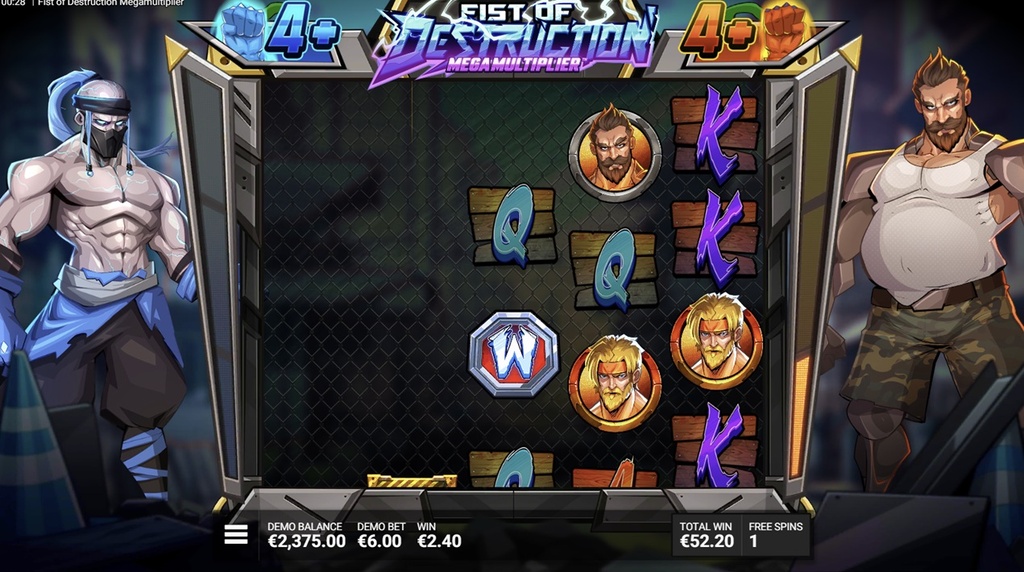 Skærmbillede af Free Spins i Fist of Destruction Megamultiplier