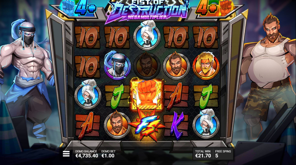 Screenshot van Fist of Destruction Megamultiplier Sphere Factor Bonusronde