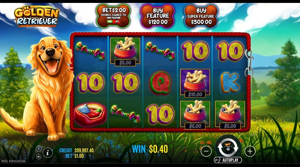 Screenshot from the New Golden Retriever Slot by Pragmatic Play