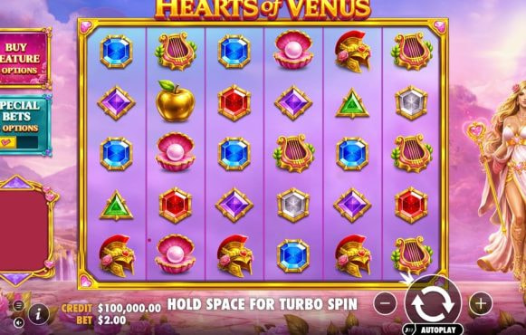 Screenshot della nuova slot Hearts of Venus di Pragmatic Play