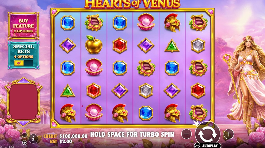 Screenshot della nuova slot Hearts of Venus di Pragmatic Play