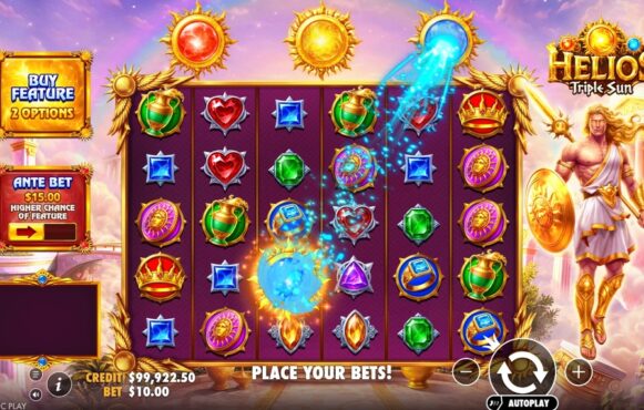 Screenshot fra den Nye Helios Triple Sun Slot af Pragmatic Play