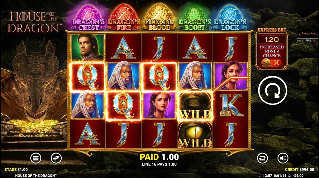 Screenshot from the New House of the Dragon Slot by Blueprint Gaming