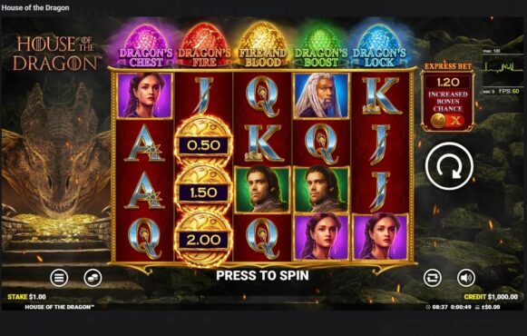 Screenshot cu noul slot House of the Dragon dezvoltat de Blueprint Gaming