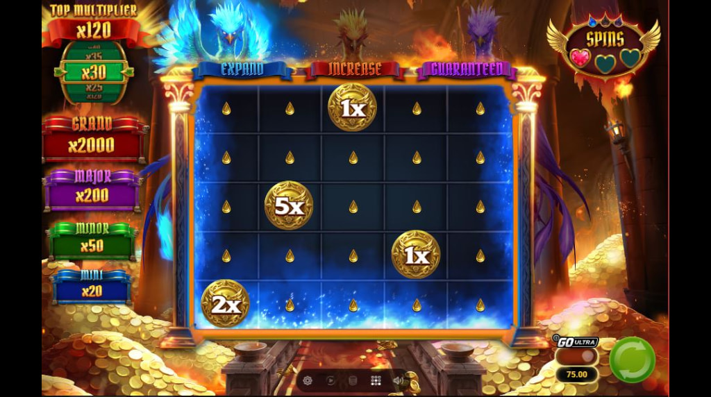 Screenshot van de Infernal Trinity Spins blauwe Bonus