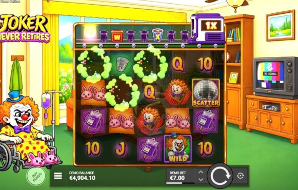 Screenshot fra den Nye Joker Never Retires Slot af Bullshark Gaming