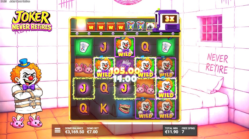 Skærmbillede af free spins i Joker Never Retires