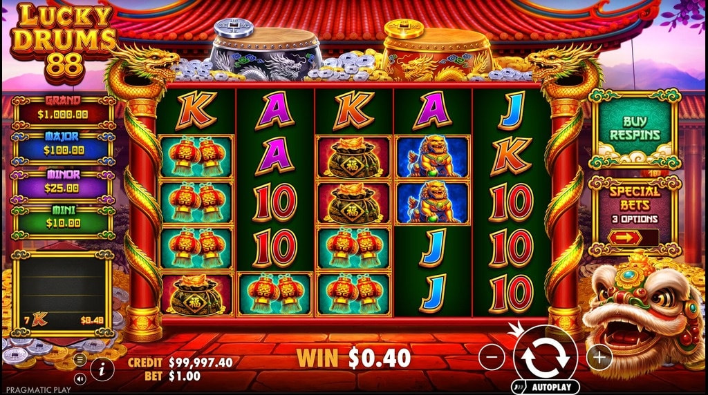 Screenshot from the New Lucky Drums 88 Slot by Pragmatic Play
