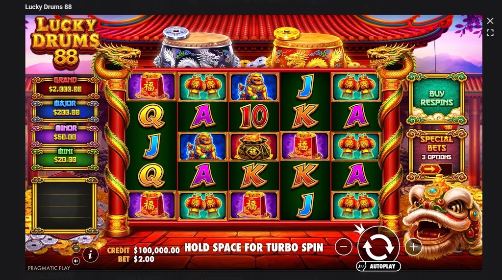 Screenshot cu noul slot Lucky Drums 88 dezvoltat de Pragmatic