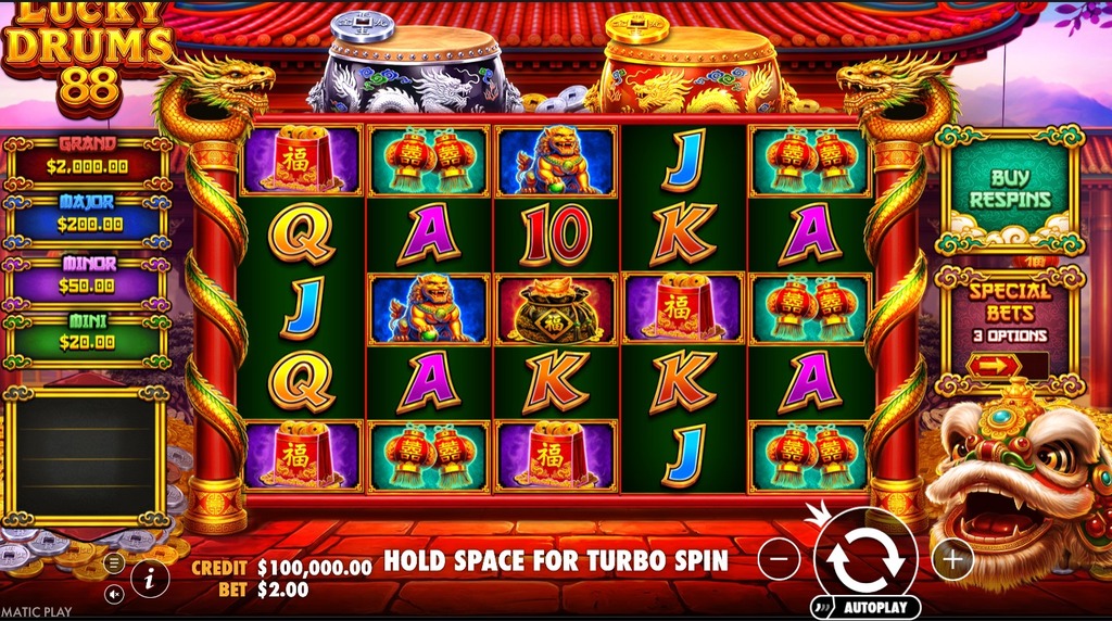 Screenshot della nuova slot Lucky Drums 88 di Pragmatic Play
