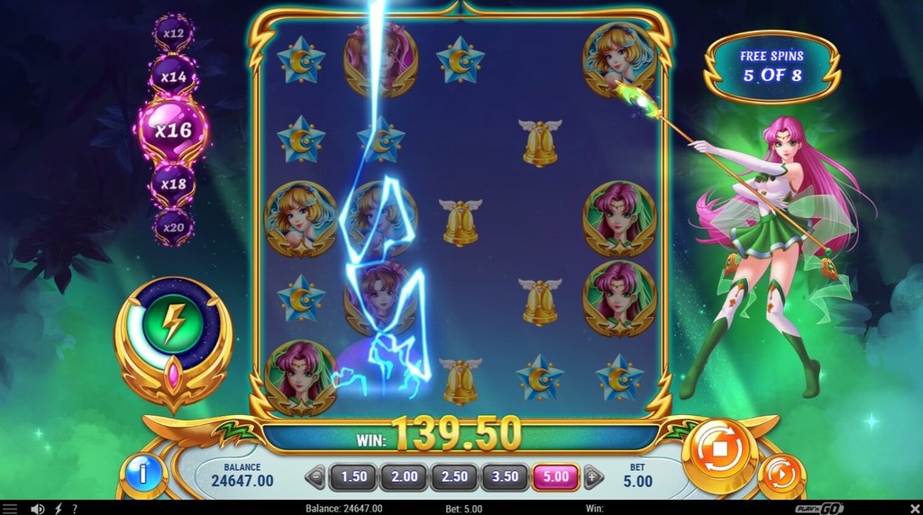 Screenshot from the Free Spins Bonus of Midnight Princess Extreme