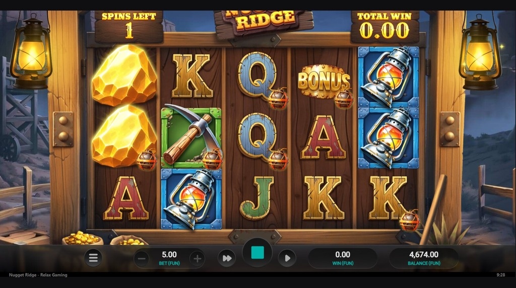 Screenshot from the Free Spins Bonus of Nugget Ridge