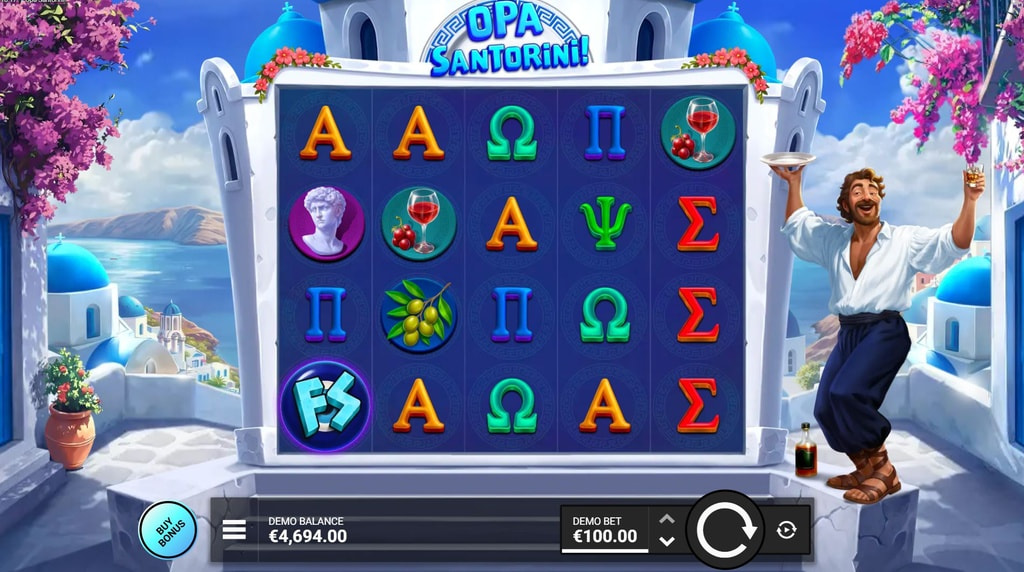 Screenshot van de slot Opa Santorini!