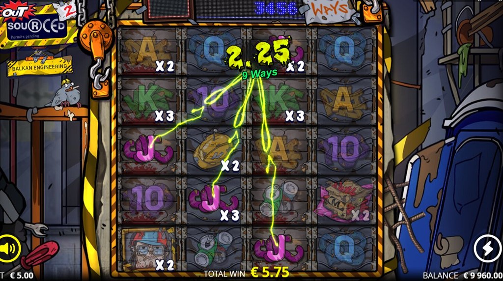 Screenshot from the Paytable of Outsourced 2