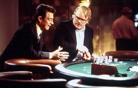 Actors John Hurt and Philip Seymour Hoffman Filming ‘Owning Mahowny’.