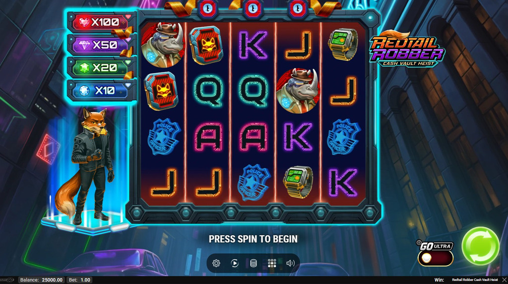 Screenshot della nuova slot Redtail Robber Cash Vault Heist di Play’n GO
