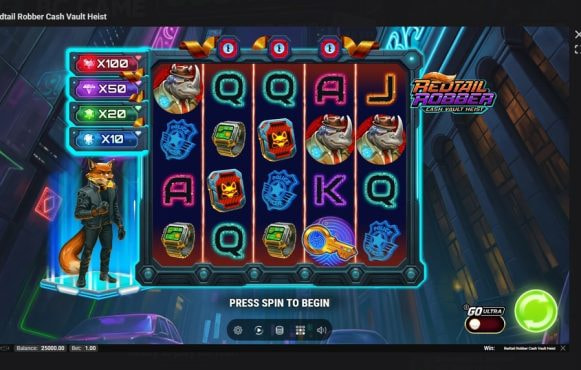 Screenshot cu noul slot Redtail Robber Cash Vault Heist dezvoltat de Play’n GO
