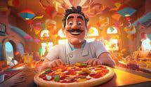 Un bucătar și o pizza