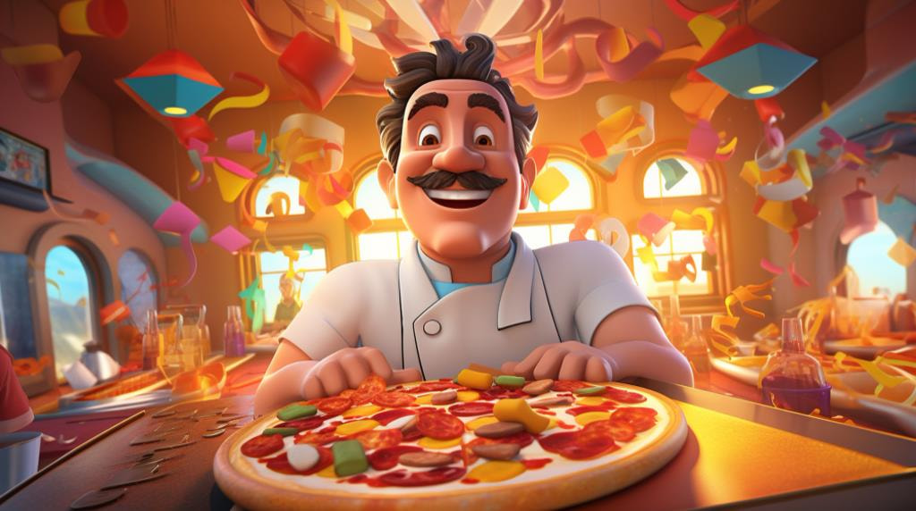 Un bucătar și o pizza