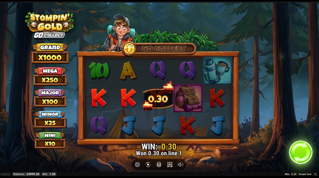 Screenshot from the New Stompin' Gold Game by Play'n GO
