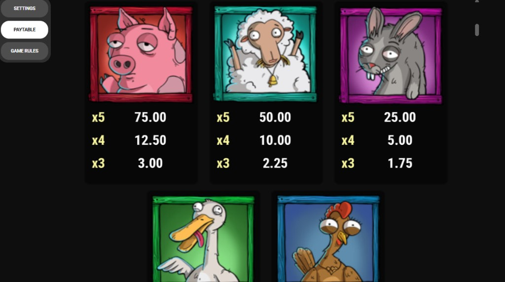 Screenshot from the Paytable of Unigoat
