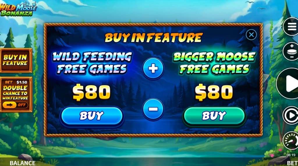 Screenshot from the Buy In Feature of Wild Moose Bonanza