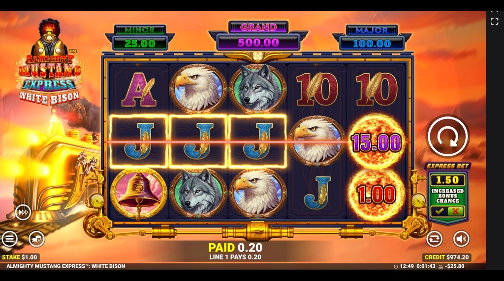 Screenshot from the New Almighty Mustang Express 2 Game by Blueprint Gaming
