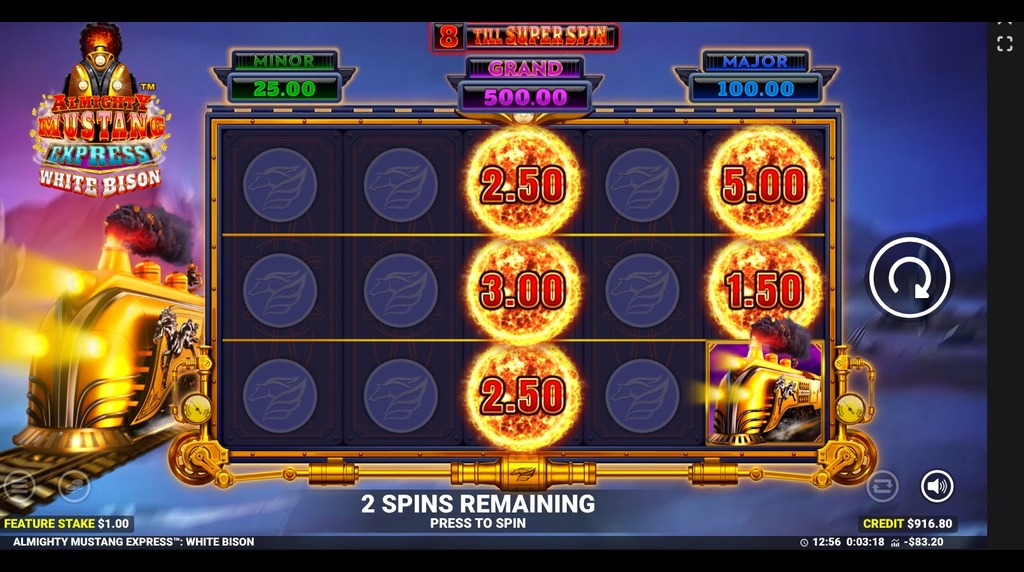 Screenshot from the Cash Feature of Almighty Mustang Express 2