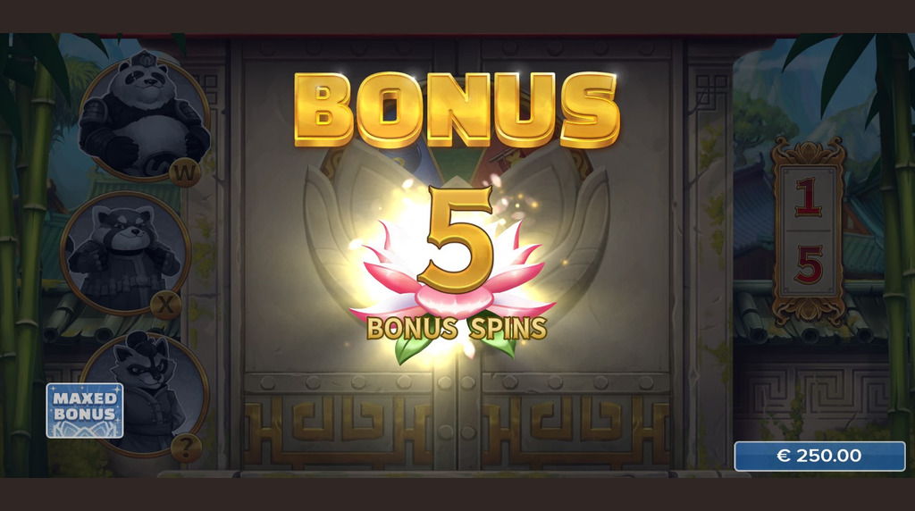 Screenshot della funzione bonus attivata su Bamboo Pandits