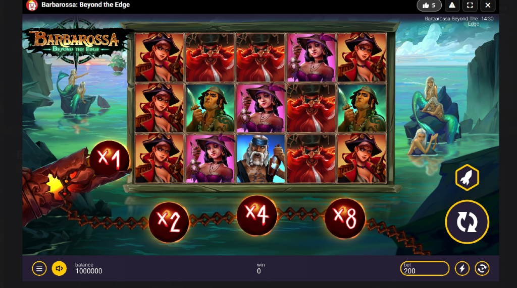 Screenshot cu noul slot Barbarosa: Beyond the Edge dezvoltat de Peter & Sons