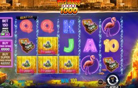 Screenshot van de nieuwe Big Bass Vegas 1000 slot van Pragmatic Play