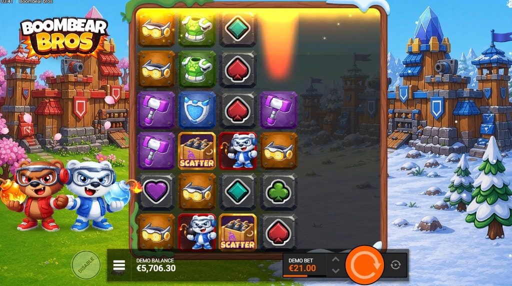 Screenshot fra den Nye Boombear Bros Slot af Bullshark Games